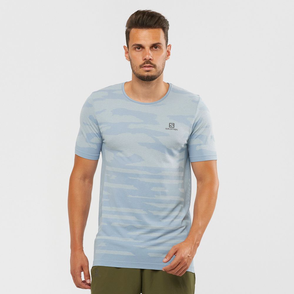 Camisetas Salomon Hombre Azules - Salomon Argentina XA CAMO TEE,704358-SOK